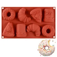 8 Holes Bread Doughnut Baking Tray Strawberry Cake Chocolate Silicone Molds Croissant Candle Moulds Handmade Soap Birthday Gifts