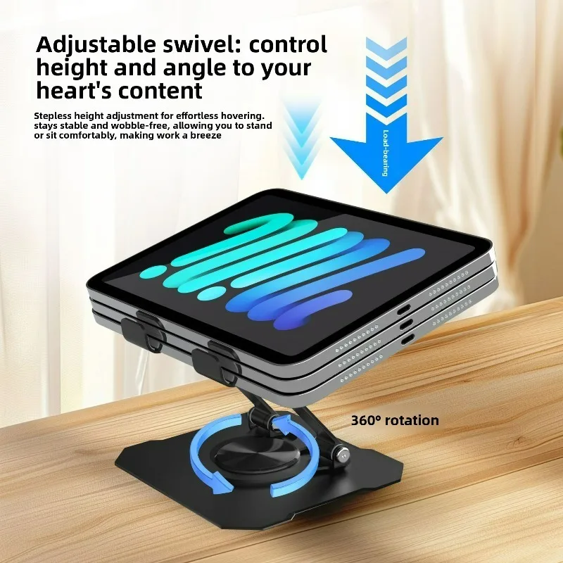 360° Rotatable Aluminum Alloy Desktop Live Streaming Tablet Stand Adjustable Foldable Desktop Stand Holder Cooling Stand 1pcs