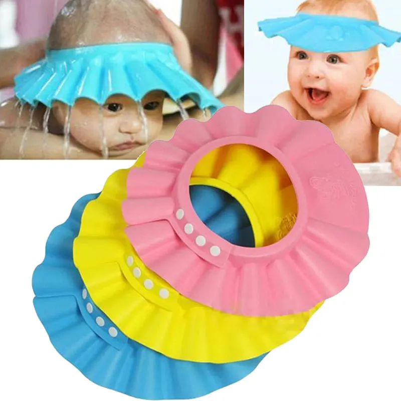 

1/2/3 шт. Мягкая регулируемая детская шапочка для душа, водонепроницаемая шапочка для мытья головы, безопасный защитный щиток для волос, милый детский защитный головной убор для ванны
