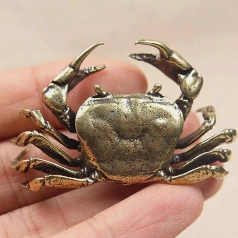 Brass Crab Animal Statue Small Sculpture Tabletop Figurine Home Decor Gifts F2