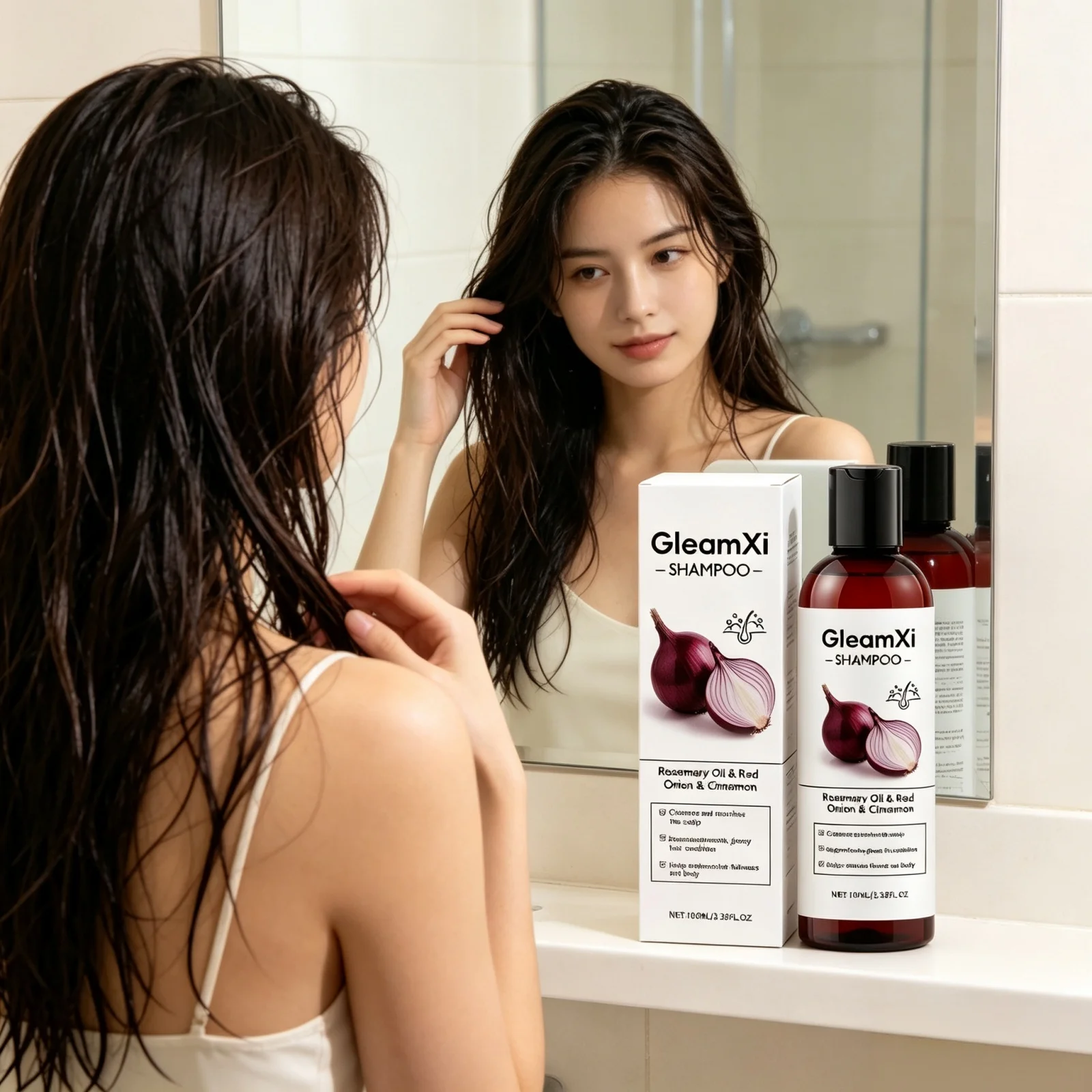 GleamXi Volumizing Shampoo Deep Moisturizing Scalp Reduce Breakage Anti Frizz Improve Hair Resilience Hair Care Shampoo 100ml