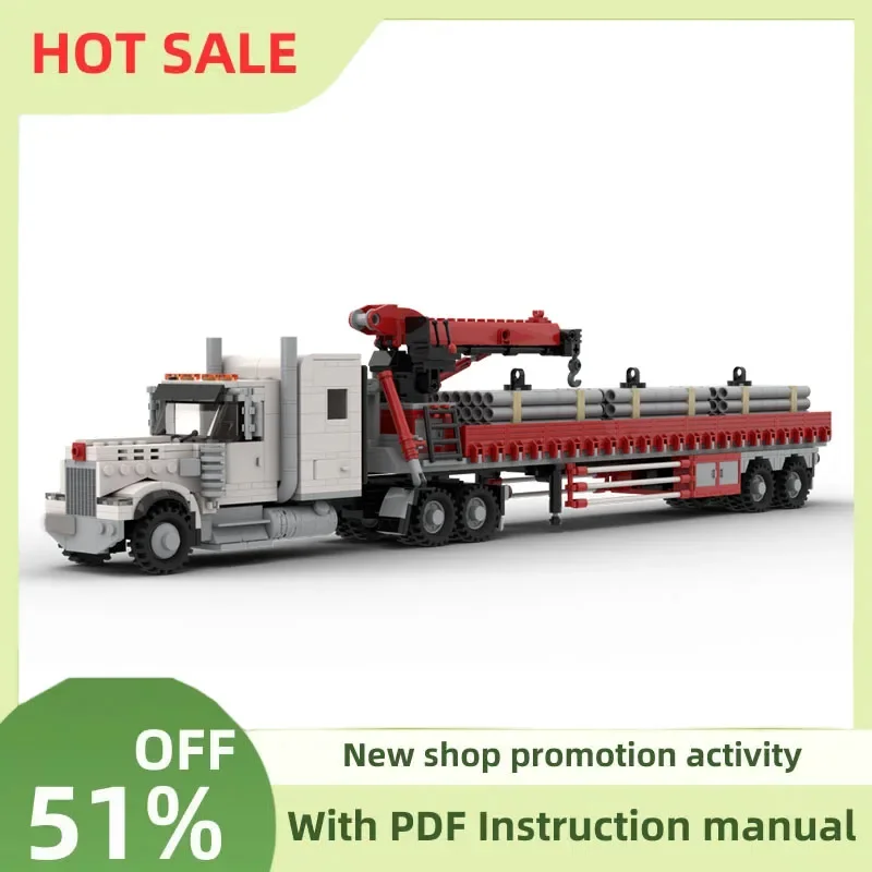 

1522Pcs Engineering Container W900 Crane Heavy Duty Truck Trailer Tower Head Technology Diy Creative Ideas Kids Toy Gifts Blocks