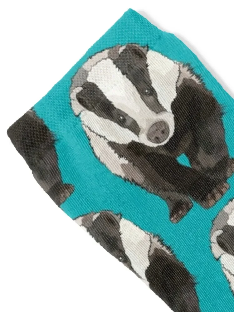 Teal Badger by www.BeeFoxTree.com Socks FASHION Wholesale Novelties Women's Socks Men's