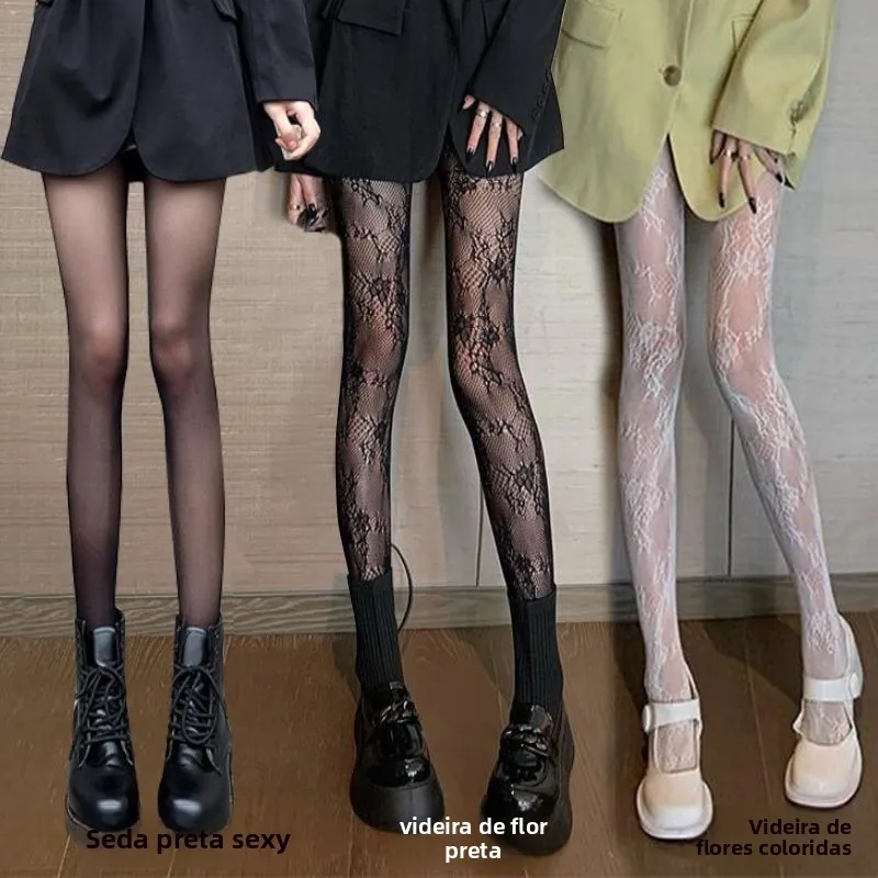 Meias de Rede Sexy Pretas e Brancas Ultrinas Fenas, Leggings Modelo Fino, Calças de Verão Modernas Anti-Desfiamento