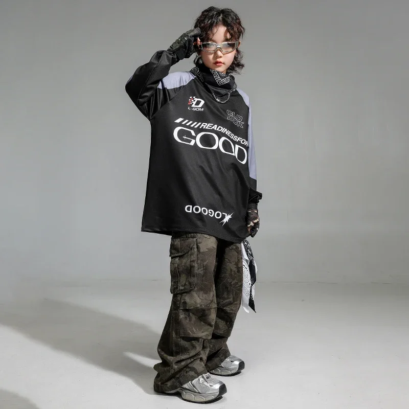 Ragazzi Abbigliamento Hip Hop Danza di strada Camo Pantaloni cargo Ragazze K-pop Jogging Abiti Bambini Jazz Set di vestiti sportivi Bambini Streetwear