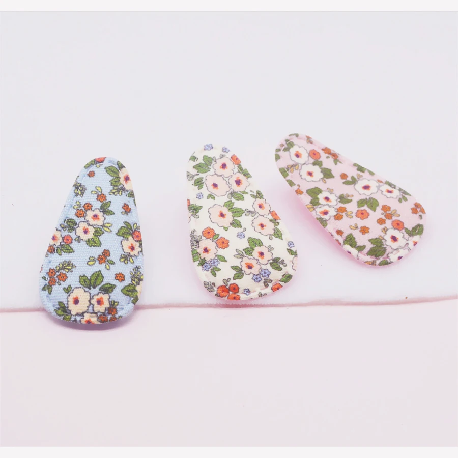 30 Teile/los Gedruckt Stoff 4,5 cm BB Haar Clip Abdeckung Gepolsterte Appliques Ohne Clip Für DIY Handgemachte Kinder Haar Clip zubehör