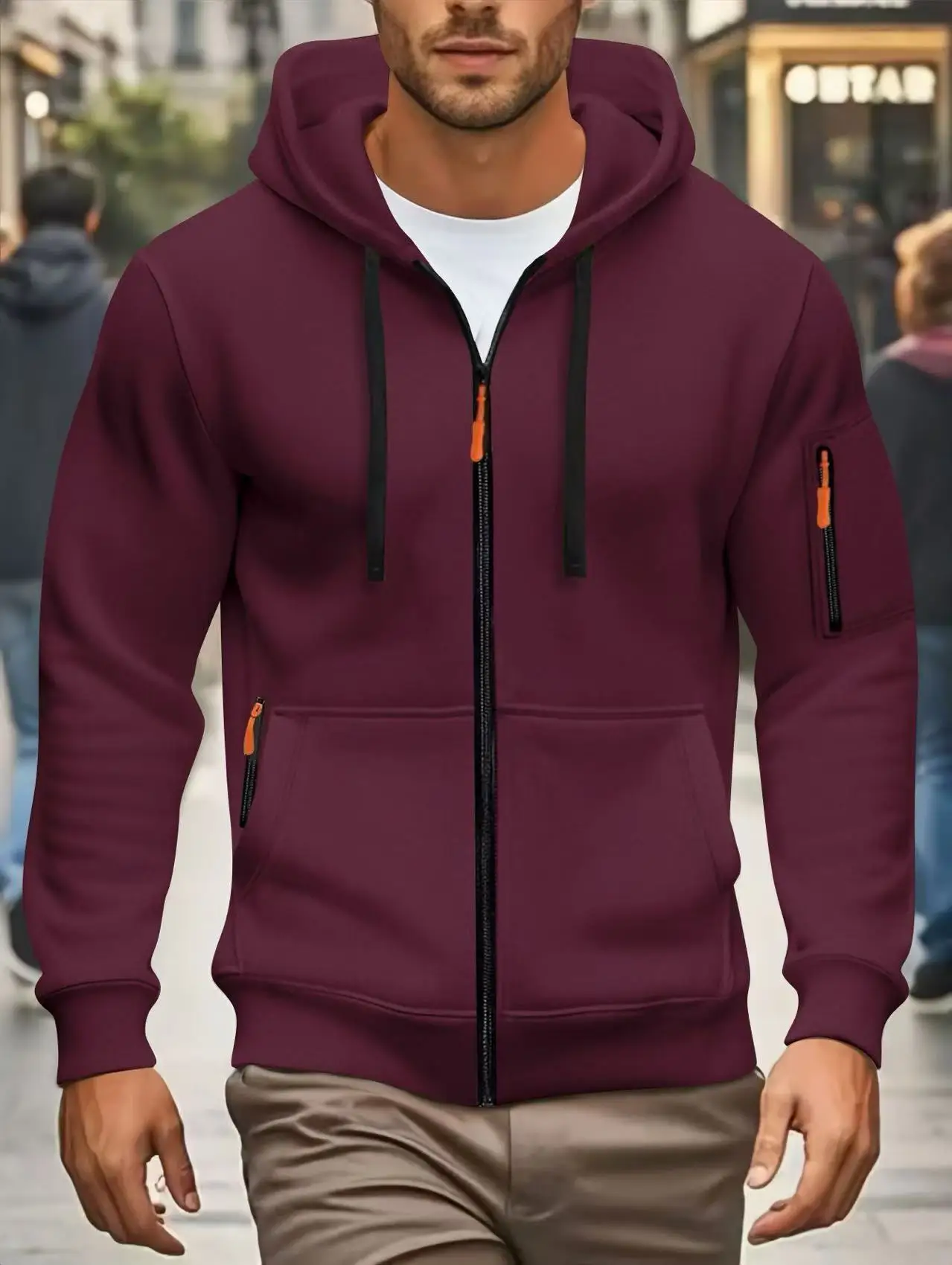 Men autumn and winter New Hoodies Long Sleeve Sweatshirt pocket Zipper Design Hooded Sweatshirt Men Sportswear Casual Jacket - Image 6