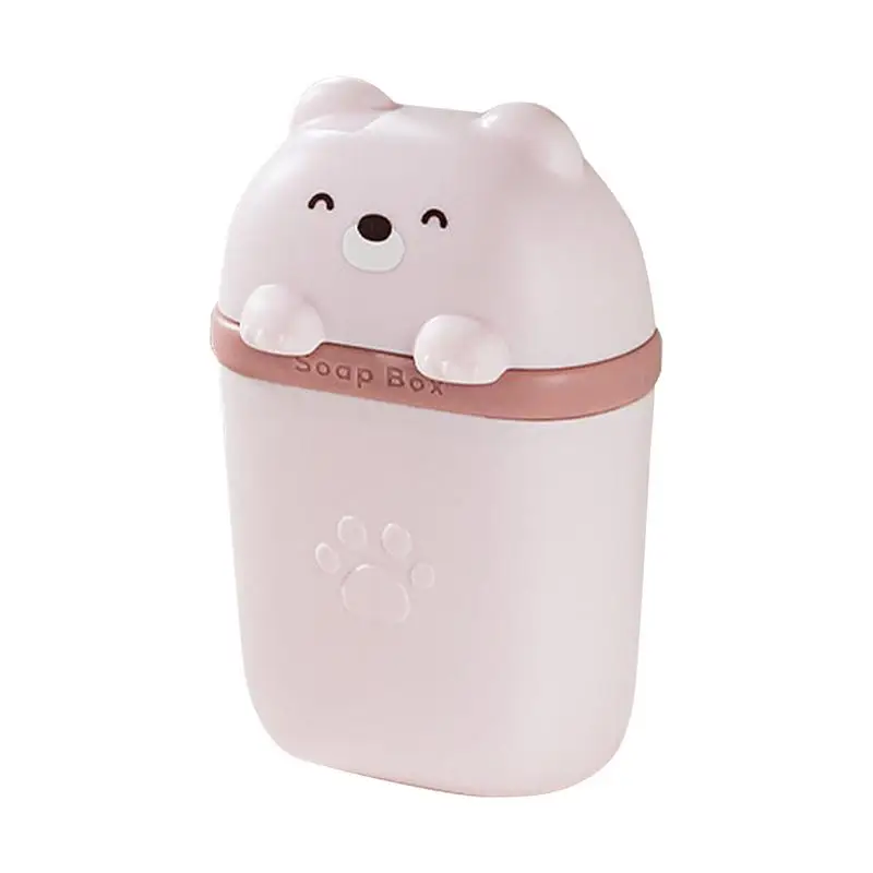 Travel Box For Shampoo Bar Body Wash Bar Travel Case With Draining Hole Shampoo Washing Bar Container Cute Bear Shape Design