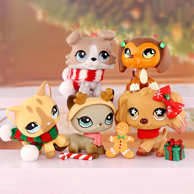 

LPS Mini Pet Shop Cocker Spaniel Dachshund Collie Shorthair Cat Children's Bobble Head Toys Christmas Gifts for Boys and Girls