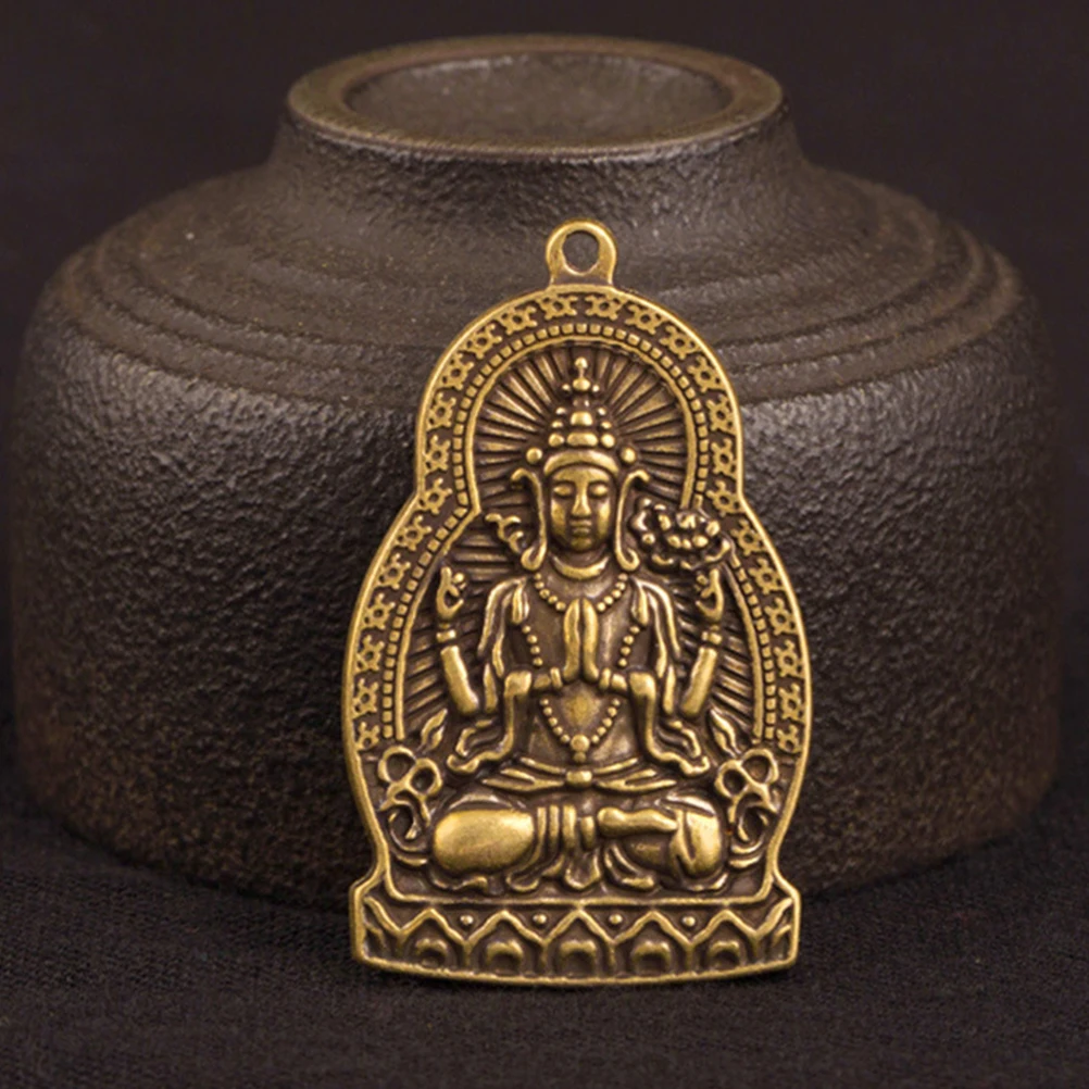

4pcs Guan Yin Pendants Brass Crafts Durable Keychain Ornaments Portable Diy Jewelry Decor Statue Accessories