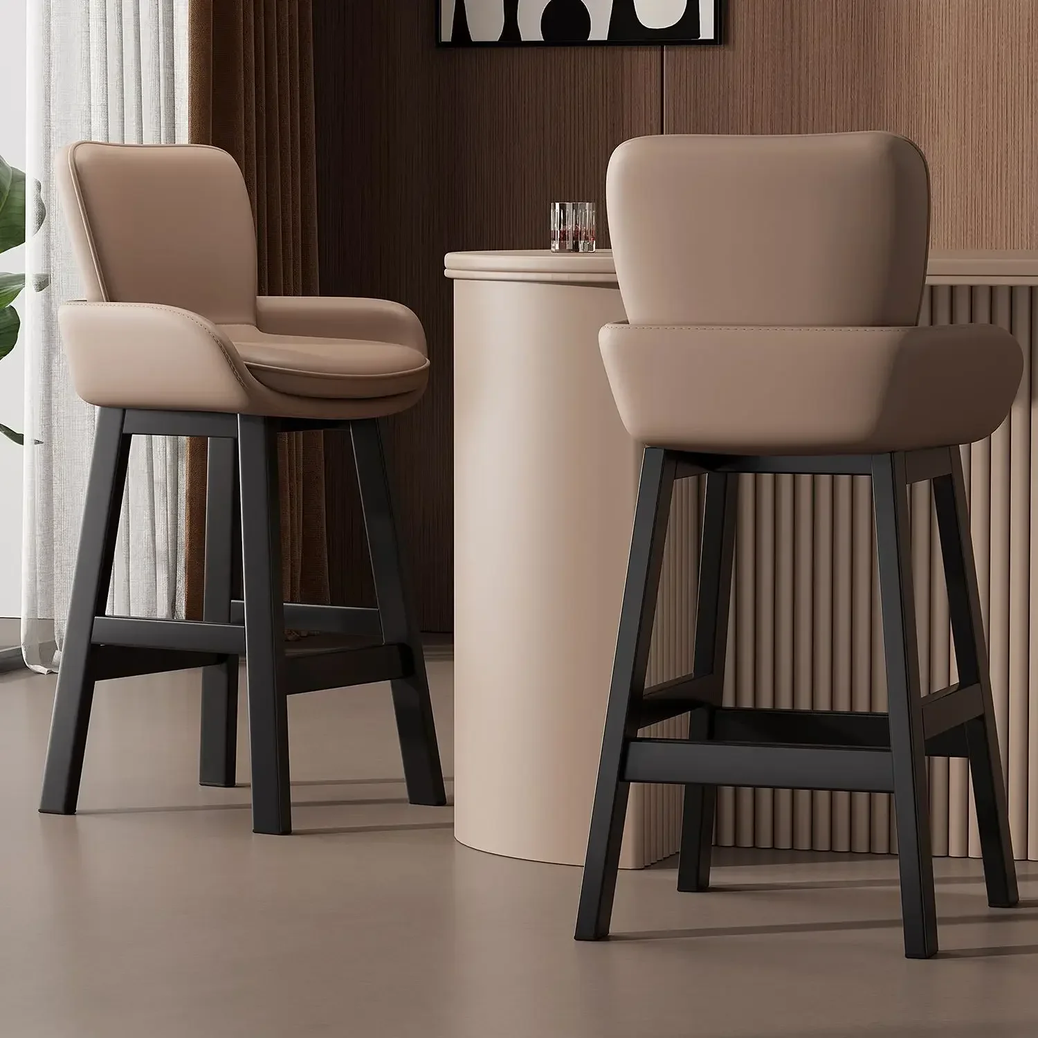 

Nordic Light Роскошный домашний обеденный стул Кафе Стулья для отдыха Домашний высокий табурет Барный утюг Удобная спинка Эргономичные барные стулья