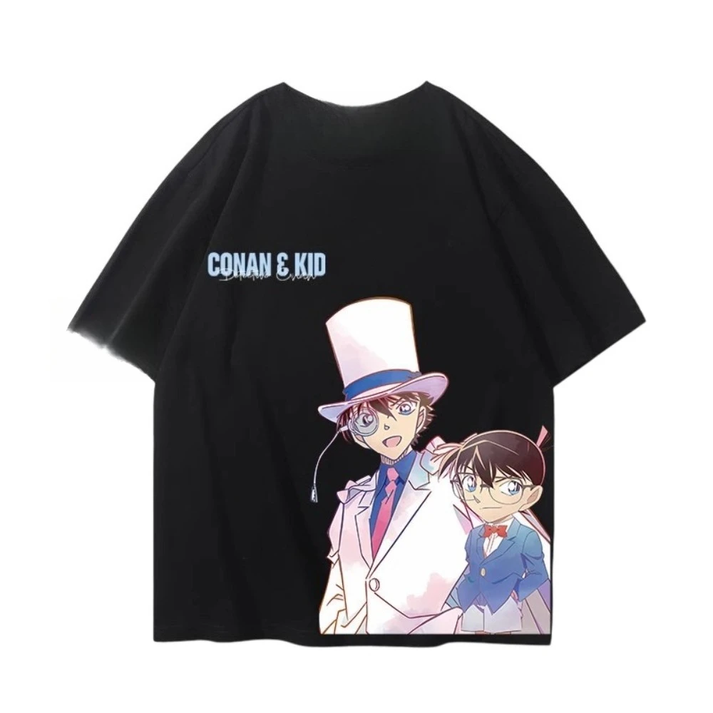 

Detective Conan Animation Cotton Short Sleeve T-Shirt Monster Thief Kidd Black Feather Kuaidou Loose Top Clothing Women