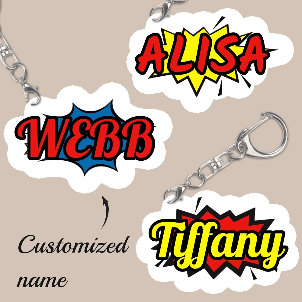 Customized Acrylic Keychain Personalized Speech Bubble Comic Cartoon Text Keychain Party Decoration Gift Custom Key Chain