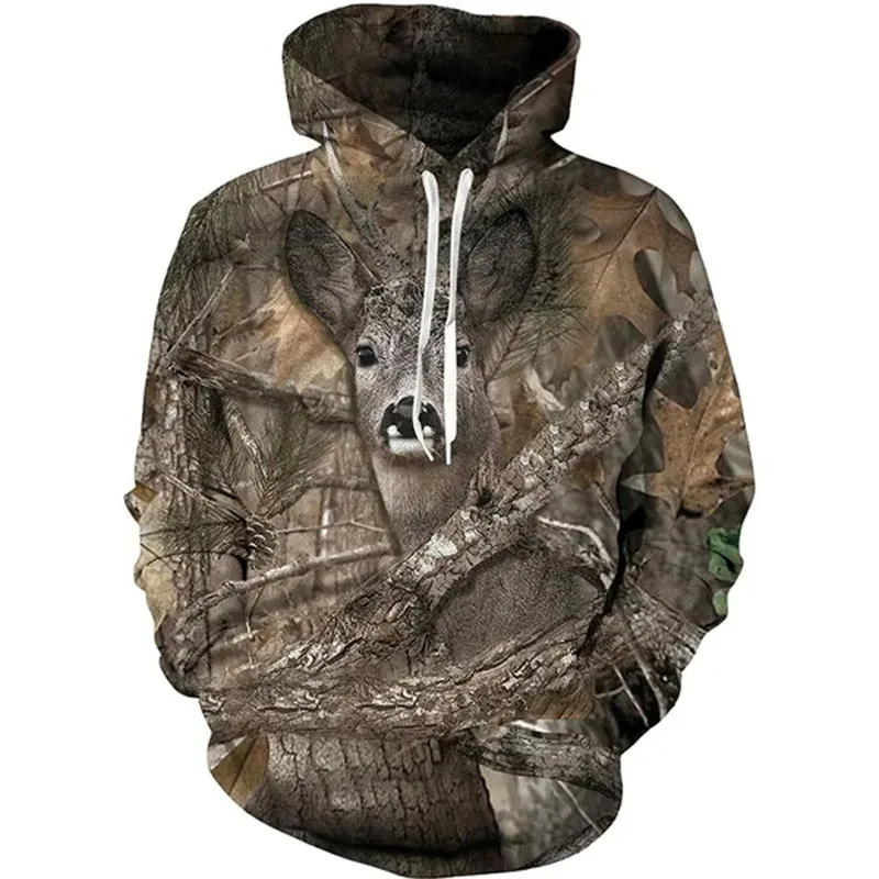 Deer Huntering Camouflage Hoodies Wildlife Hunter Camo 3D Print Men Women Sweatshirts Y2k Pullovers Harajuku Tops Kids Clothing