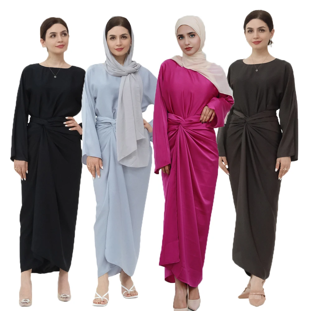 2 Piece Matching Set Ramadan Abaya Women Muslim Top Long Maxi Wrap Skirt Suit Dubai Saudi Kaftan Islamic Dress Ramadan Clothing