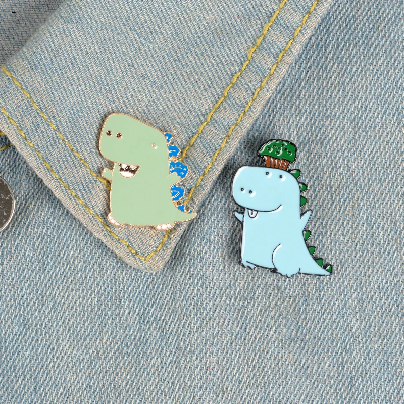 Tiranossauro rex esmalte pino personalizado dinossauro broches para saco roupas lapela pino bonito animal emblema jóias presente crianças amigos