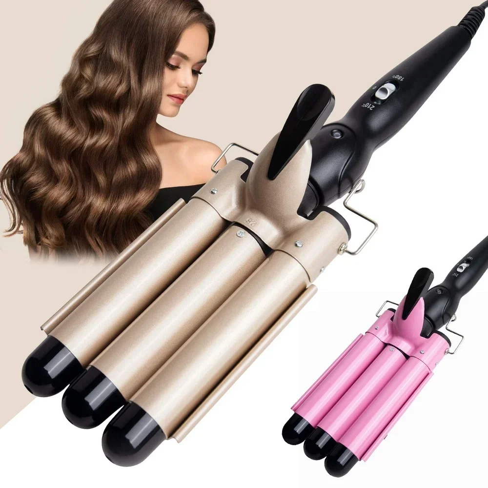 

Professional Hair Styler For All Hair Types 32mm Triple Barrels Ceramic Hair Curler Waver Tongs