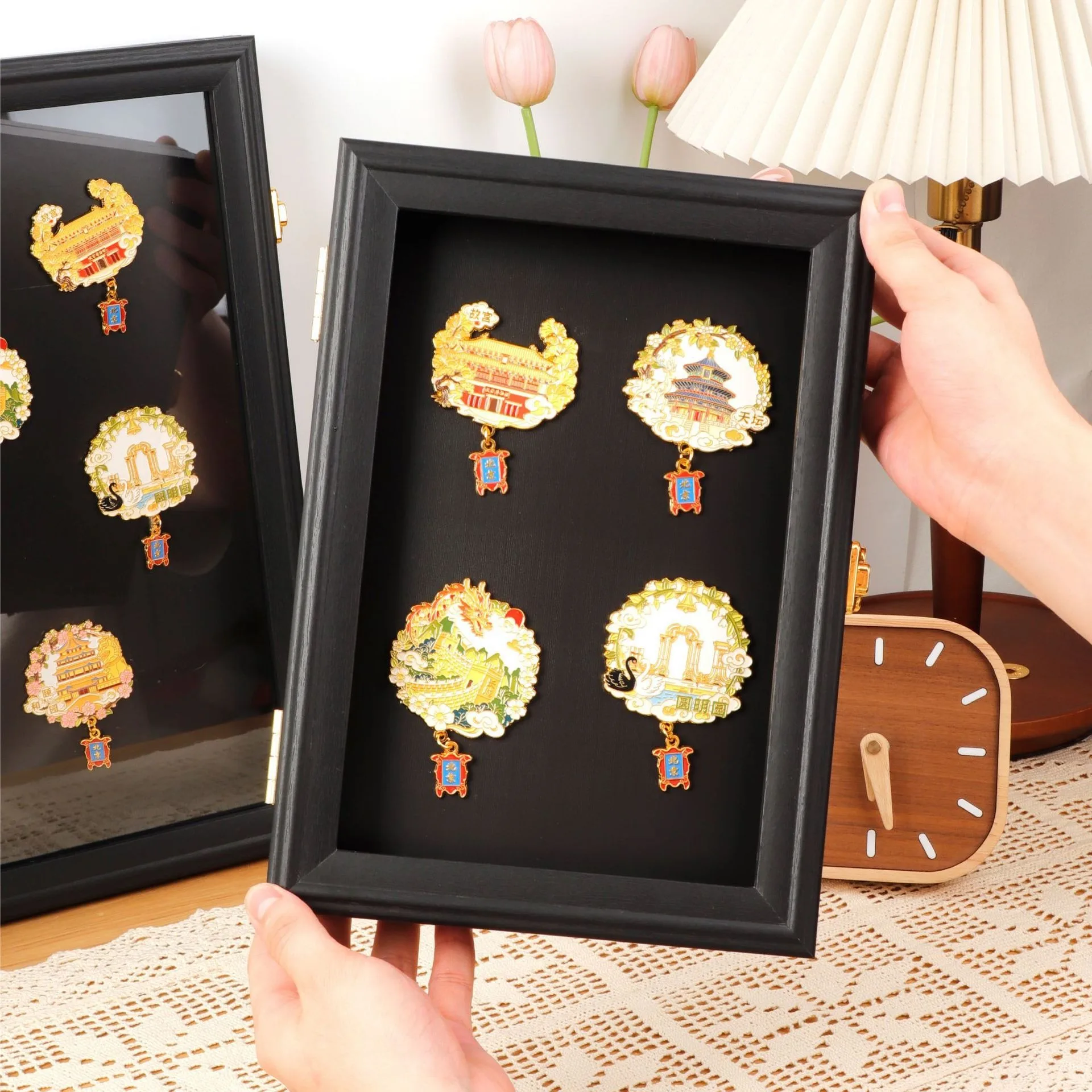 Refrigerator Storage Box Magnetic Magnet A4/A3 Collection Display Board Museum Flip Photo Frame Badge Display Frame