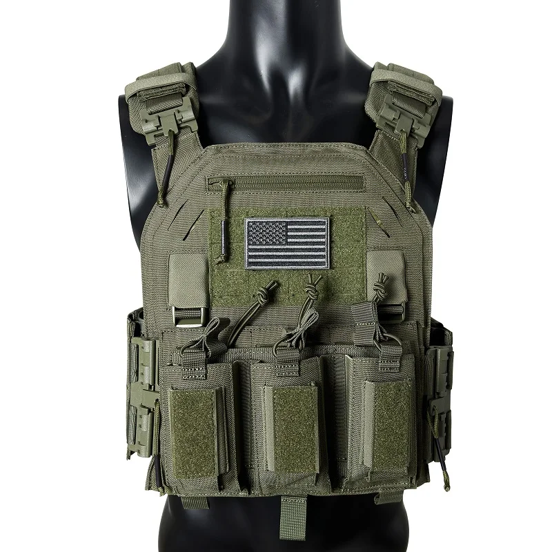 Imagem -04 - Avançado Nylon Tactical Vest com Duplo Triplo Revista Bolsa Corte a Laser Modular Sistema Molle Liberação Rápida 0305 1000d