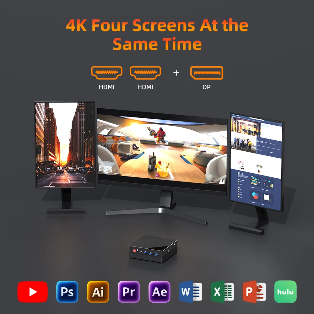 TexHoo 미니 PC AMD Ryzen7 7730U R5 4300U R3 5300U 데스크탑 게이밍 컴퓨터 WIFI5 BT4.0 DDR4 트리플 디스플레이 듀얼 LAN 썸네일 2
