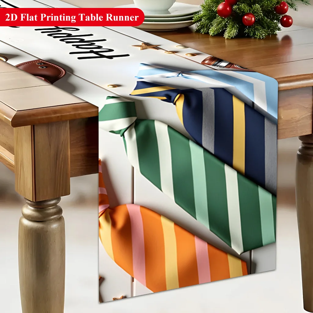 1 Piece Happy Father's Day Blessing Gift Table Runner, Suitable for Farmhouse, Indoor, Kitchen, Celebrations, Table Decoration, Restaurant and Banquet Decoration Supplies