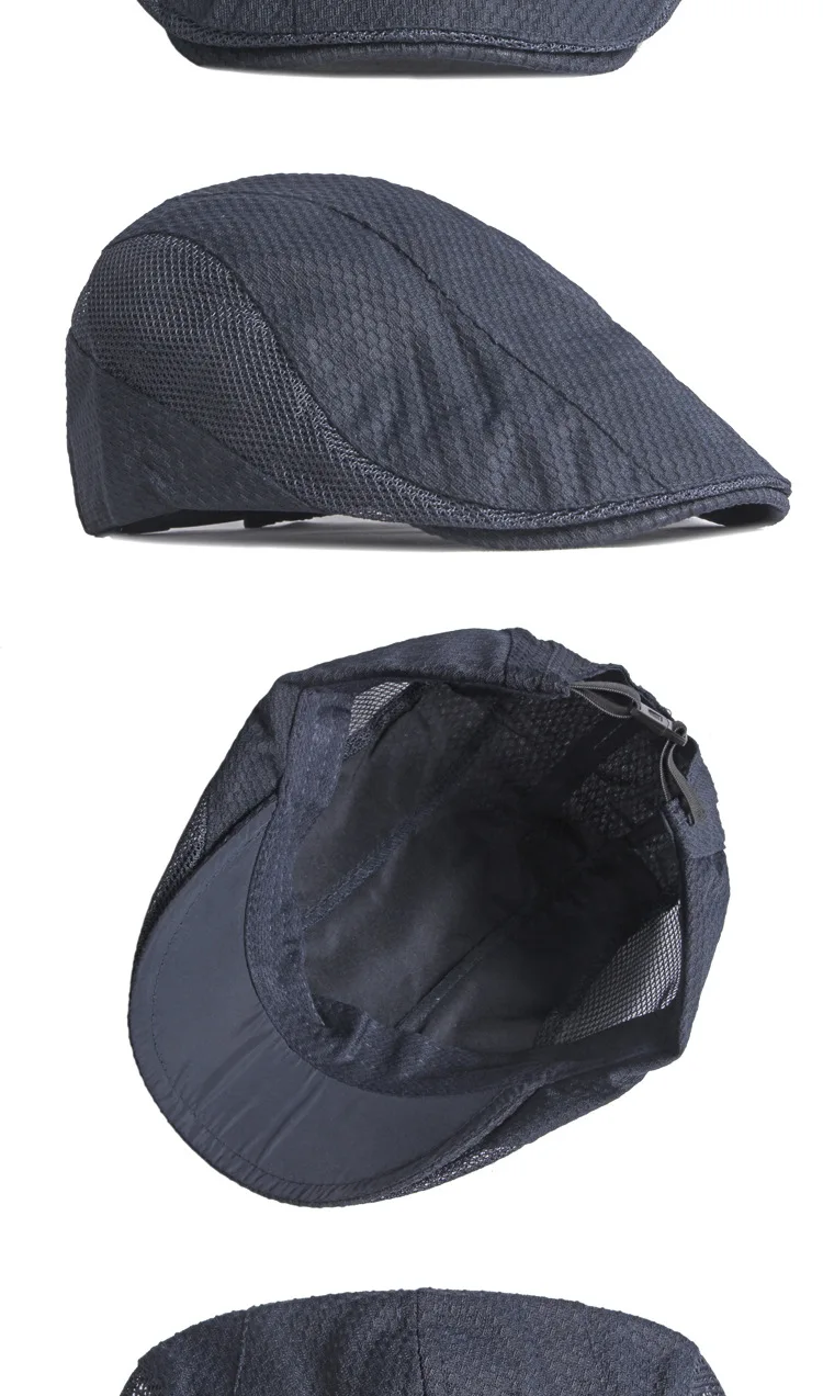Männer Frauen Atmungsaktive Mesh Sommer Hut Zeitungsjunge Baskenmütze Ivy Cap Cabbie Flache Kappe Einstellbar Vintage Stil – Detail 12