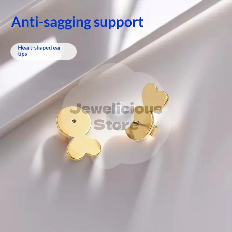 4Pcs Heart Locking  Earring Backs For Droopy Ears And Heavy Earrings Support Lifter
