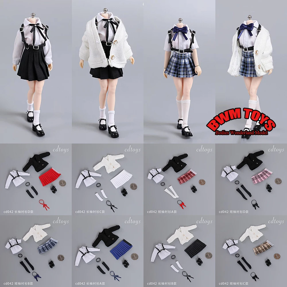 

In Stock cdtoys cd042 1/12 Scale Girl Student Uniform JK Suits Clothes Leather Shoes Fit 6'' TBL PH Female Action Figure Body