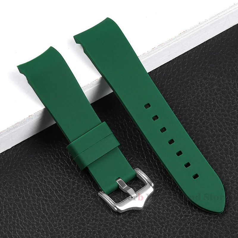 18 مللي متر 19 مللي متر 20 مللي متر 21 مللي متر 22 مللي متر 23 مللي متر 24 مللي متر منحني نهاية سيليكون حزام الساعات ل Seiko ل رولكس لينة المطاط أساور مقاومة للماء