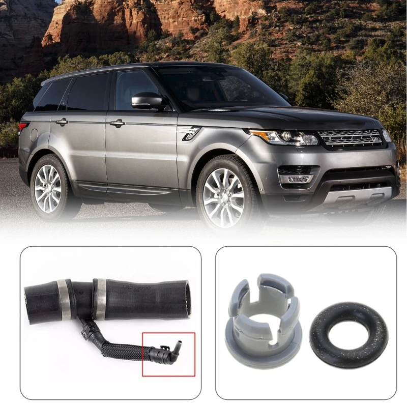 A70F Car Engine Thermostat Water Outlet Tube Pipe Head Hose Connector Kit Suitable for Velar 2017 LR049990 LR048474 C2Z28258