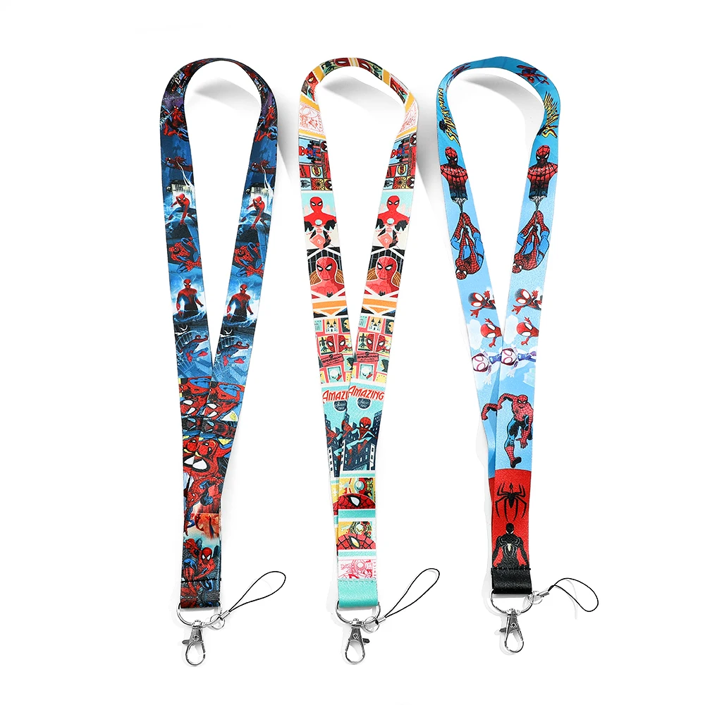 Disney Marvel Spiderman Neck Phone Strap Lanyard Keychain for Wallet Charm Cartoon Lariat Student Chain Anti-lost Decoration