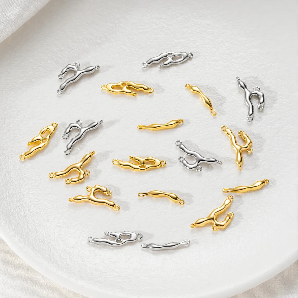 2/4/6 Stück 18K vergoldete unregelmäßige Charms-Verbinder für DIY-Armbänder, Halsketten, Ohrringe, Schmuckherstellungszubehör – Detail 3