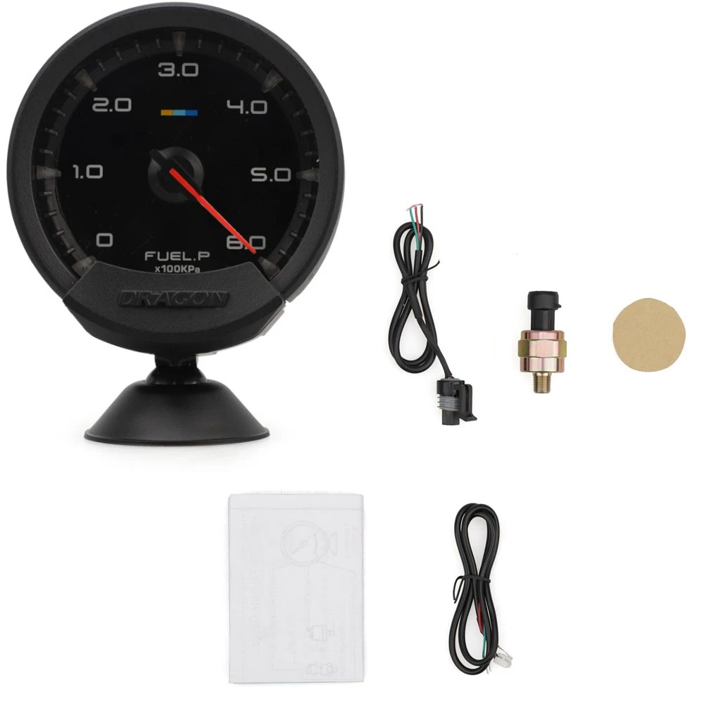 60mm 12V Fuel Pressure Gauge Oil Press Gauge White Led Fuel Gauge Universal