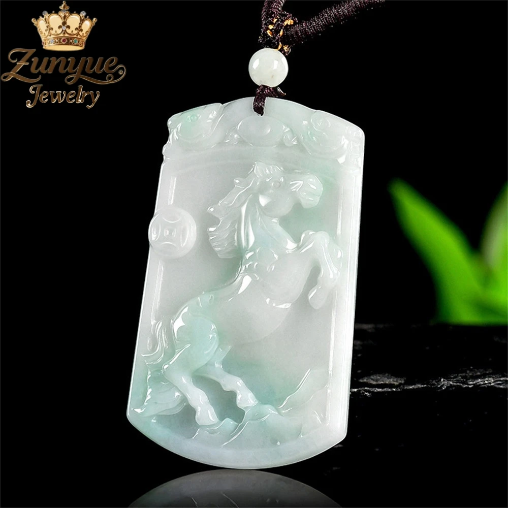 

Natural Burmese A - grade Jade Zodiac Horse Pendant Luxury Quality Jewelry Fashion Jewelry Charms Exquisite Popular Elegant Gift