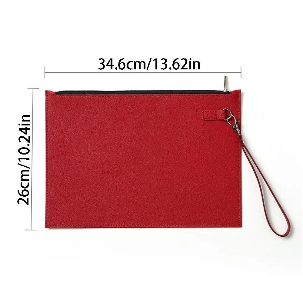 Large Capacity A4 Imitation Leather File Folder Waterproof Simple File Storage Bag Thickened Portable Business Document Bag