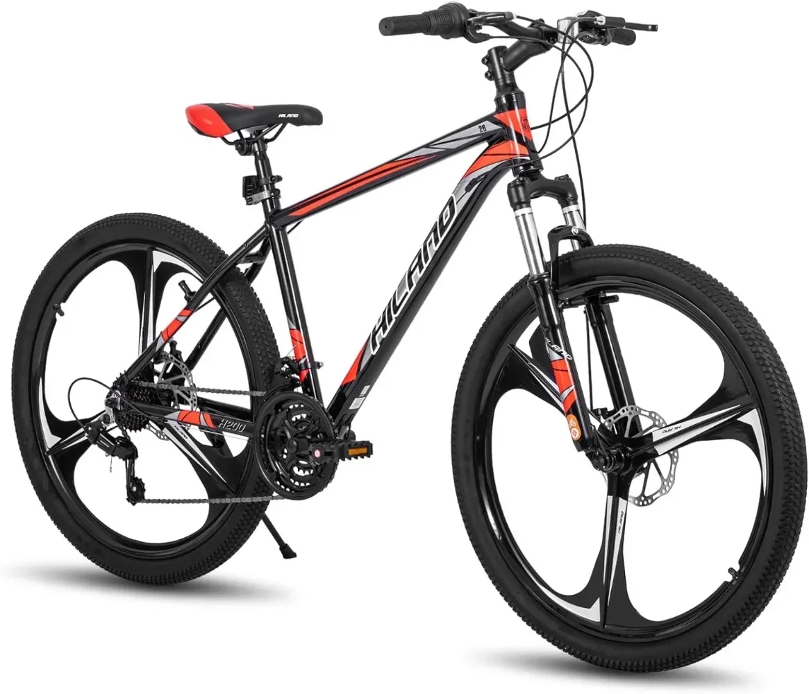 Mountain Bike 3/Multi-Spokes Shimano 21 Speeds Drivetrain Aluminum Frame 26 Inch Wheels Disc-Brake Bike