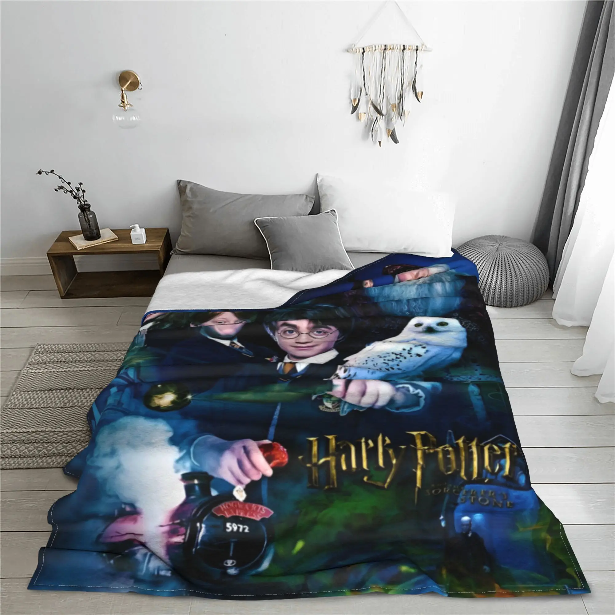 Harries Movie P-Potters Magic World Blanket Cover Velvet Fantasy Movie Lightweight Throw Blanket for Travel Bed Plush Thin Quilt