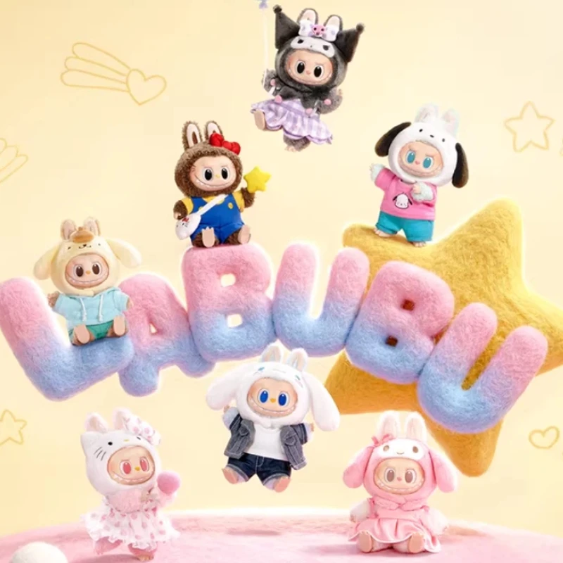 

POP MART The Monsters X Sanrio Family Series Blind Box Labubu Hello Kitty Kuromi Vinyl Plush Doll Keychain Kawaii Figure Gift