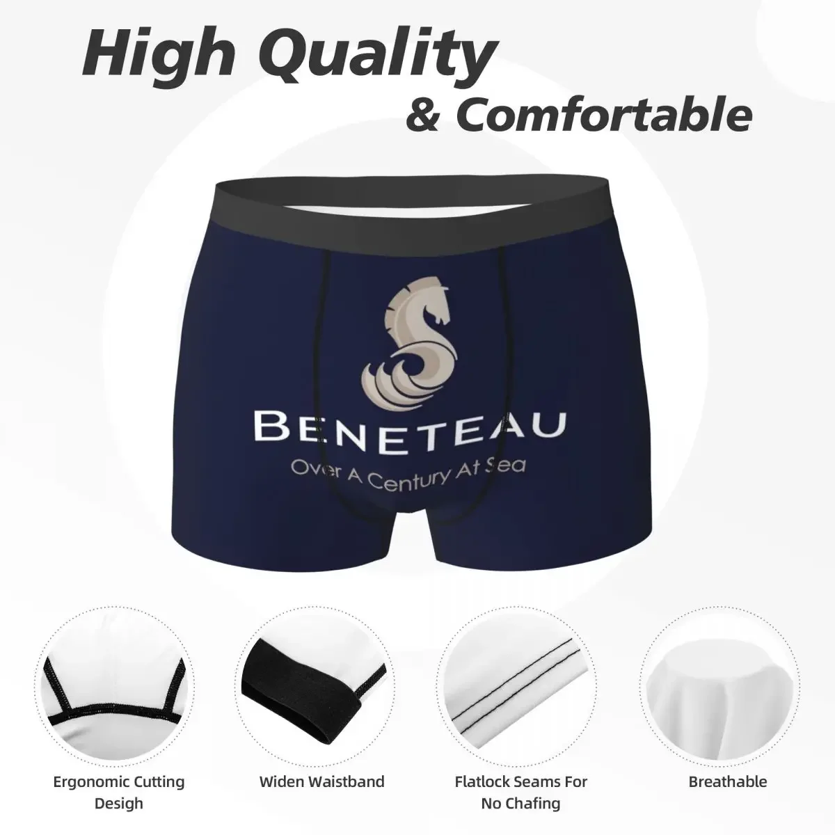 Boxer Underpants Shorts Beneteau Sailboat Sailing Yacht Panties Men's Breathable Underwear for Homme Man Boyfriend Gift