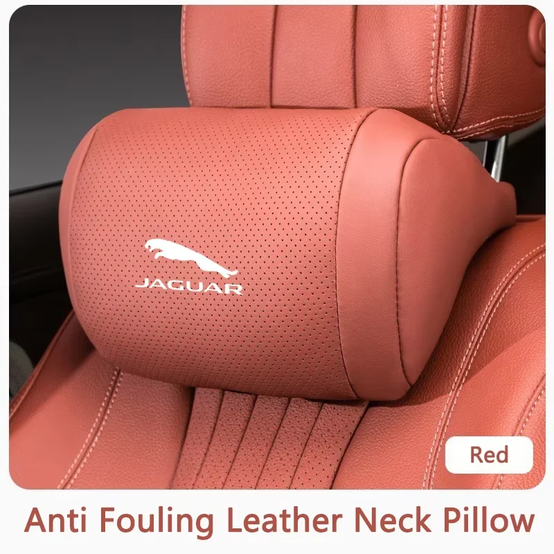 Für Jaguar X-TYPE F-TYPE S-TYPE XE XF XJ XK XJR XFR XJS1 Neues Nappa-Leder Auto-Nackenkissen Atmungsaktives Auto-Sitz-Kopfstützenkissen