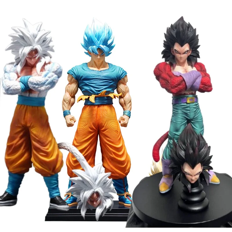 

New Dragon Ball Anime Goku Super Saiyan 4 Vegeta Brother Planb Anime Super 3 Super Blue Gokong Double Heads Anime Jt Statue Toys