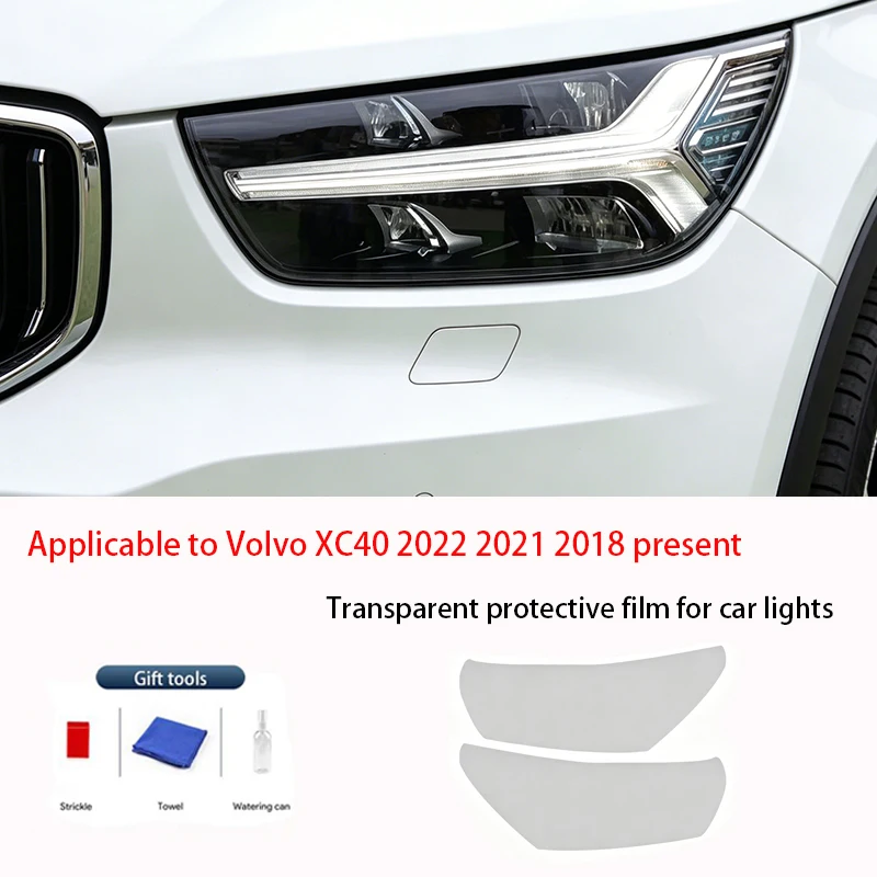 For Volvo XC40 2018-Present 2021-2022 TPU Transparent Smoked Black Headlight Film Anti-Scratch Sticker Repair Accessories