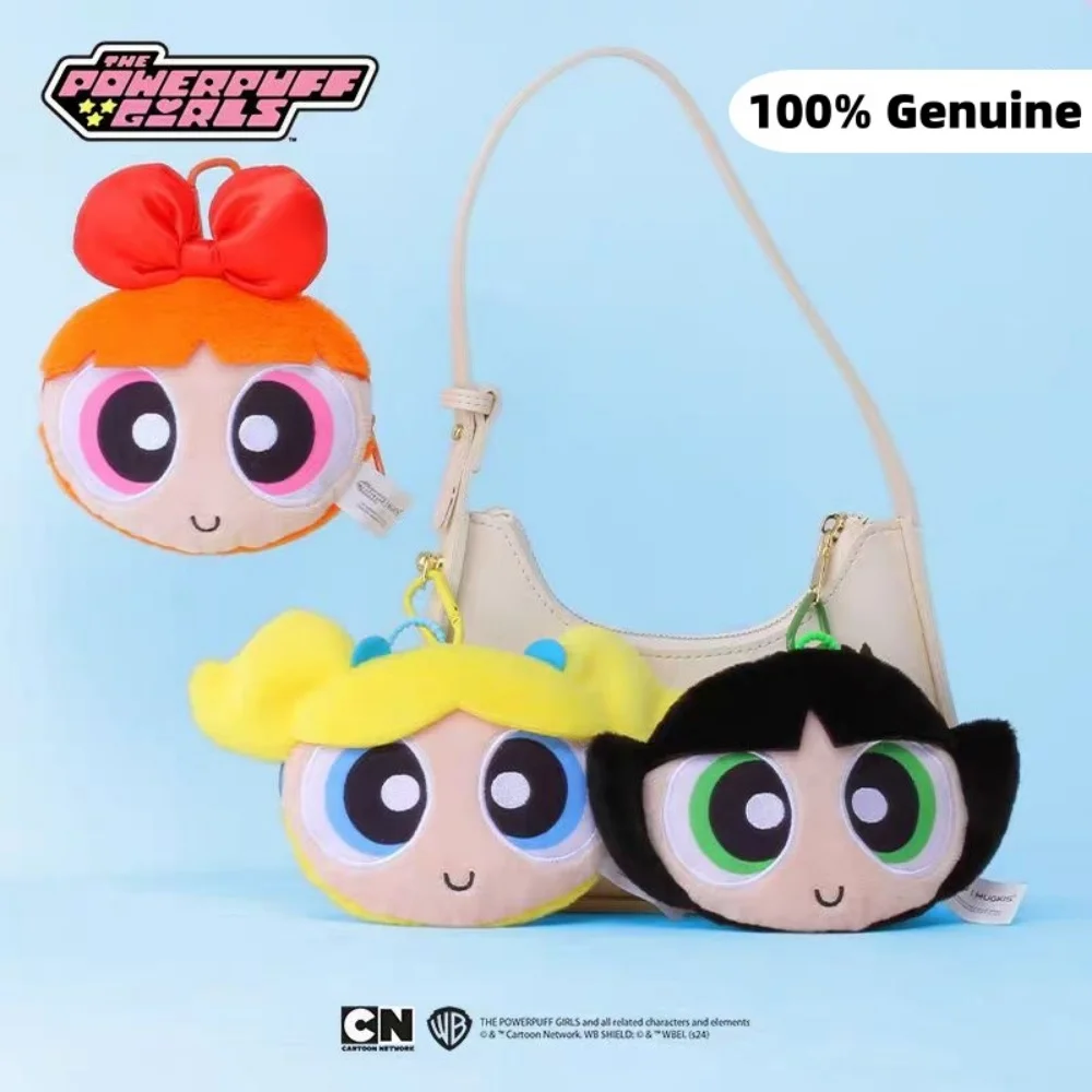 Echte Powerpuff Girls Plüsch Brieftasche Kawaii Rucksack Dekor Plüschtiere Schlüsselanhänger Cartoon Tragbare Kopfhörer Datenkabel Aufbewahrungstasche
