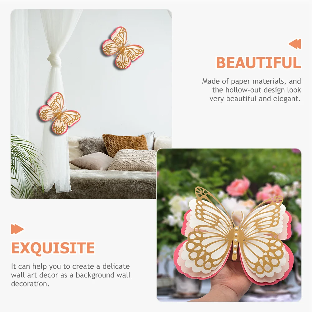 

Butterflies Wall Sticker 3D Paper Cutout Decorative Decal for Kids Room Dining Room Wall Art Elegant Home Interior Design