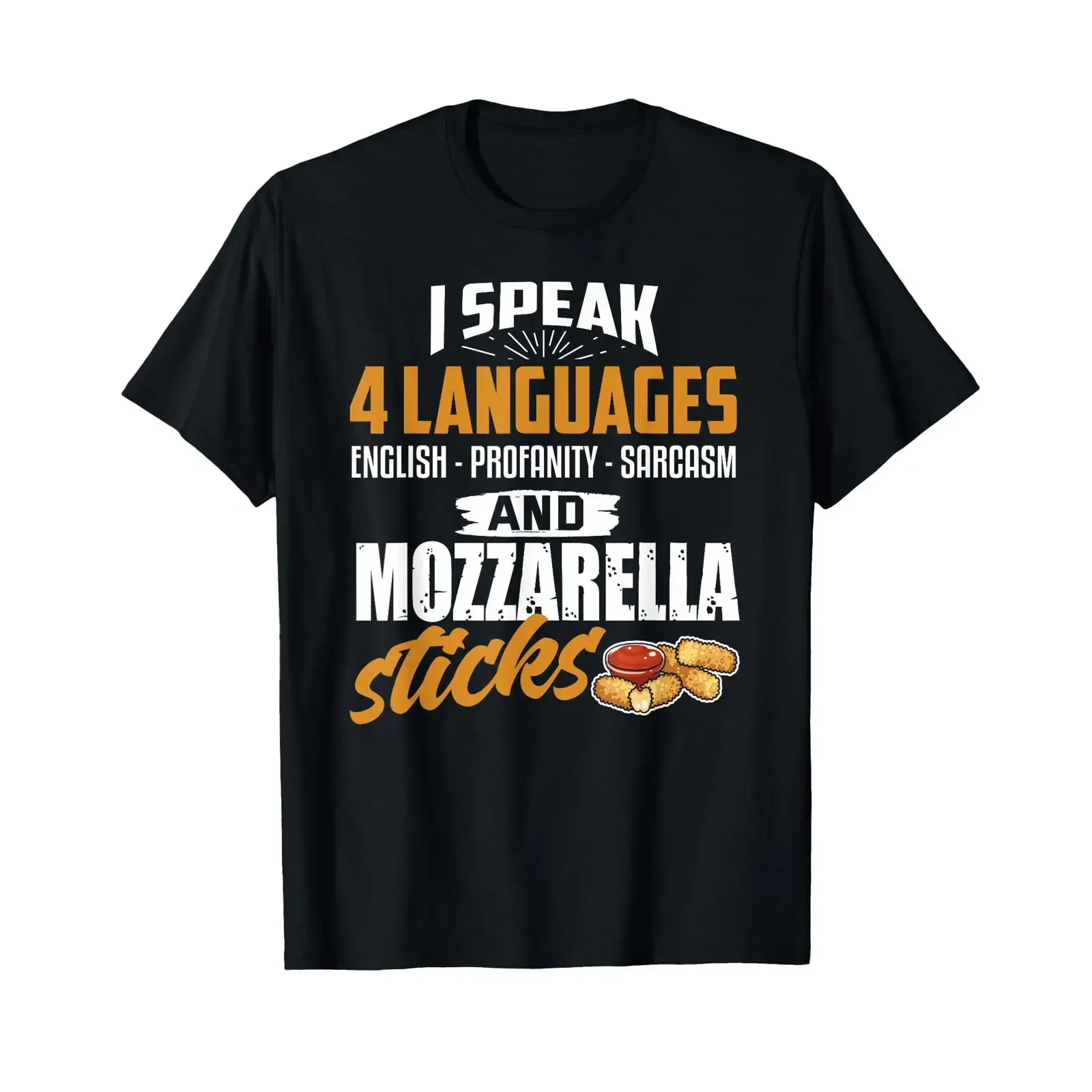Camiseta Mozzarella Sticks con diseño gráfico de queso, divertida y sarcástica, negra, vintage, con efecto lavado, suave, casual, de diseñador, elástica, para hombre