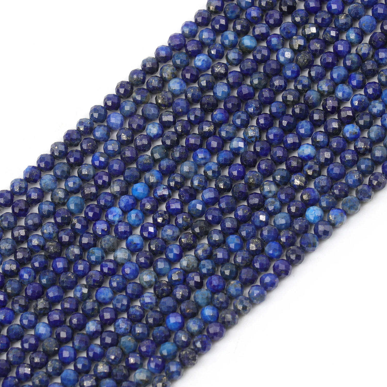 Großhandel Facettierte 2 3 4mm Naturstein Blaue Lapislazuli Perlen Runde Kleine Lose Perlen für Schmuckherstellung DIY Armbänder Halsketten – Detail 2