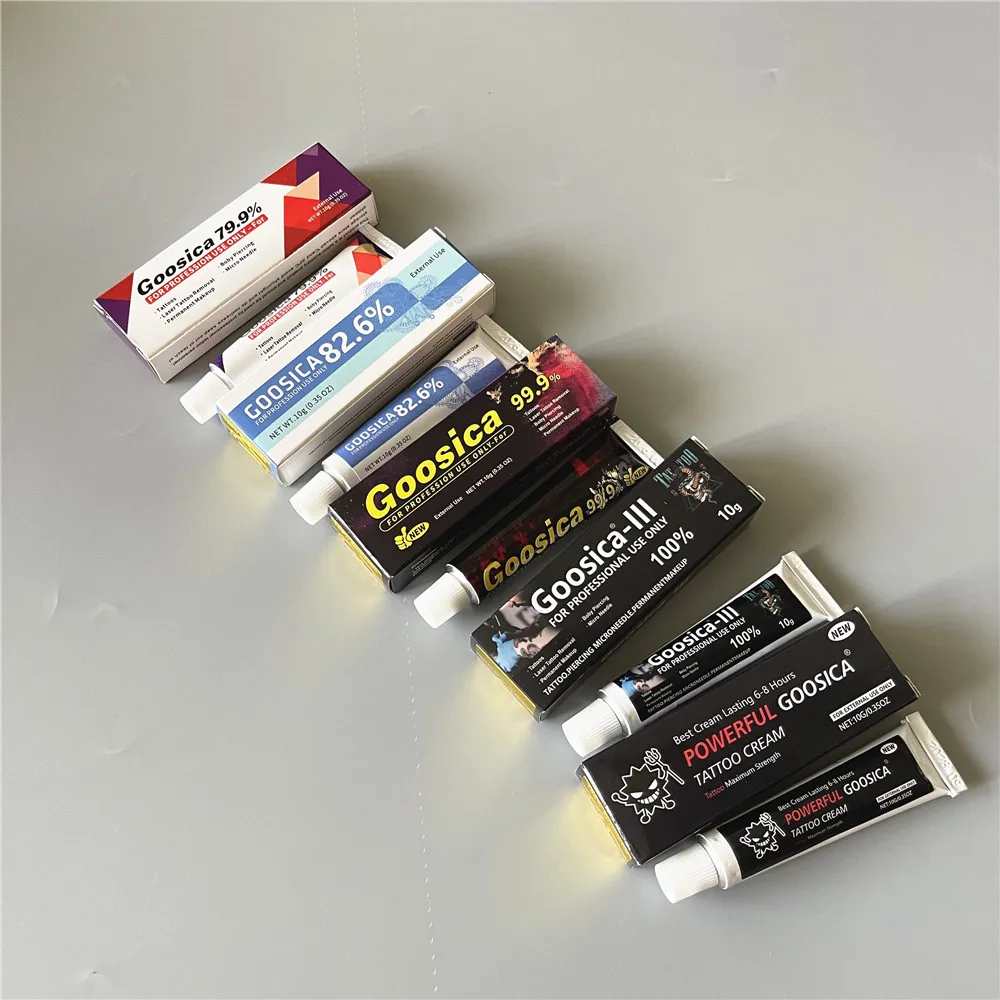 

10 шт. 79,9% 82,6% 99,9% 100% Goosica перед крем для татуировки для перманентного макияжа, пирсинга, микроблейдинга, бровей, губ, 10 г