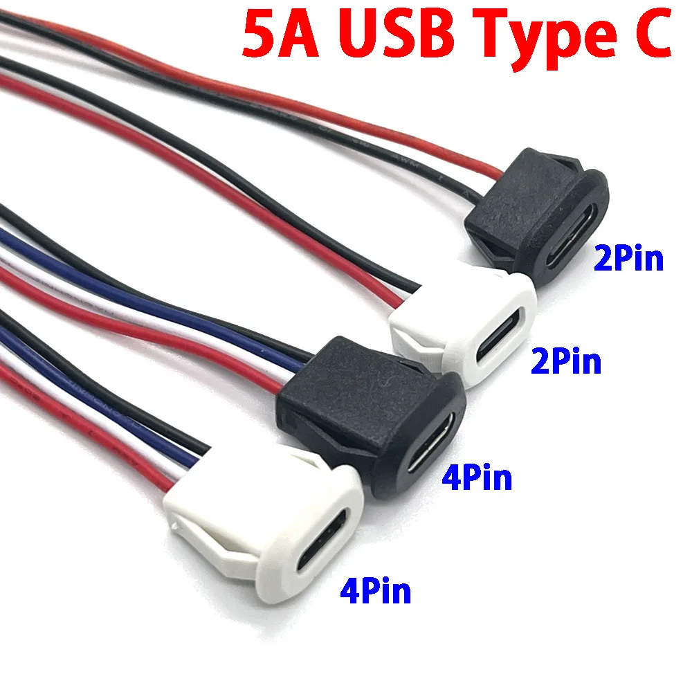 1pcs 5A USB Type C Connector Jack Female Type-C With card buckle High Current Fast Charging Jack Port USB-C Charger Plug Socket