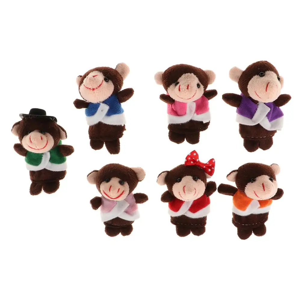 Soft Plush Animal Finger Puppets Set, 7pcs, Time Velvet Animal Style Educational Toys Preschool Kindergarten Gift