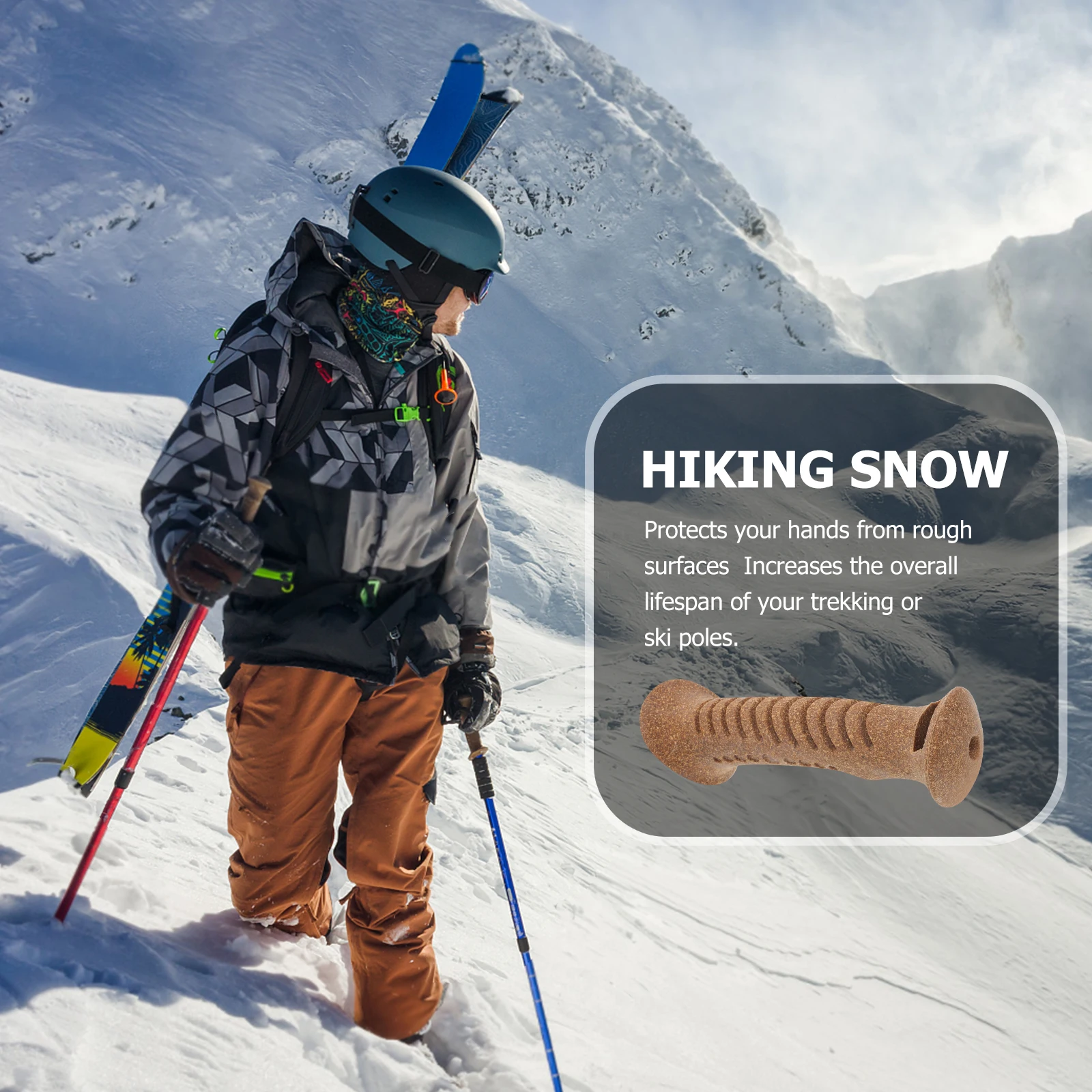 

Cork Handle Hiking Pole Trekking Poles Ski Replacement Grip Walking Stick Strap Accessories Elder Softwood Durable Outdoor